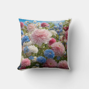 Blume Blau und Rose Kissen