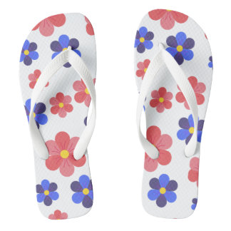 Blume blau und rot für niedliche Beachwear Badesandalen