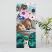 BLUME ,BLAUE BUTTERFLY BABY SHOWY FOTOVORLAGE EINLADUNG (Stehend Vorderseite)