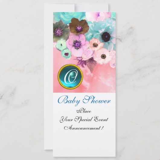 BLUME ,BLAUE BUTTERFLY BABY SHOWY FOTOVORLAGE EINLADUNG (Rückseite)