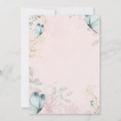 Blume Blaue Schmetterlinge Rosa Geburtstag Einladung (Rückseite)