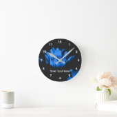 Blume Blauen Lotus Runde Wanduhr (Zuhause)