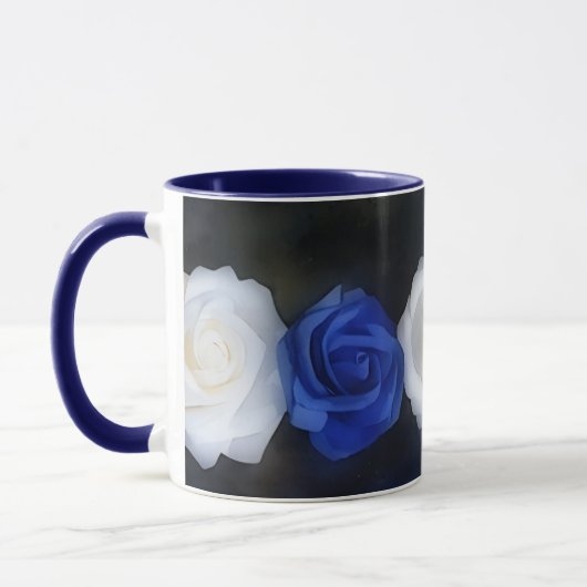 Blume Blauen und Weiße Rosen Tasse (Links)