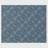 Blume, blauer und grauer Blumenmuster, rustikal Geschenkpapier (Flach)