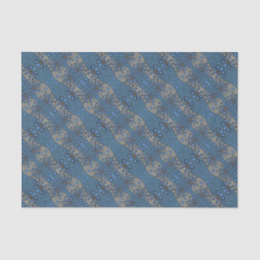 Blume, blauer und grauer Blumenmuster, rustikal Seidenpapier (Vorderseite)