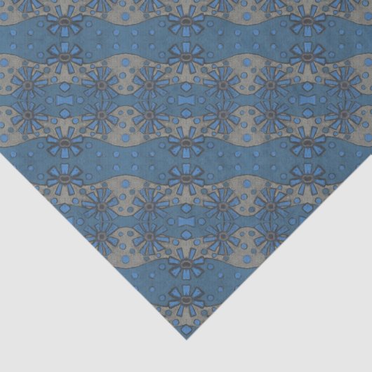 Blume, blauer und grauer Blumenmuster, rustikal Seidenpapier (Ausschnitt)