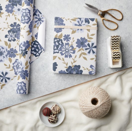 Blume Blauer Weintraum Botanisches Geschenk Geschenkpapier (Kunsthandwerk)