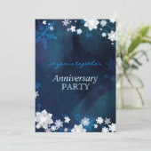 Blume Blauer Winter Hochzeitstag Einladung (Stehend Vorderseite)