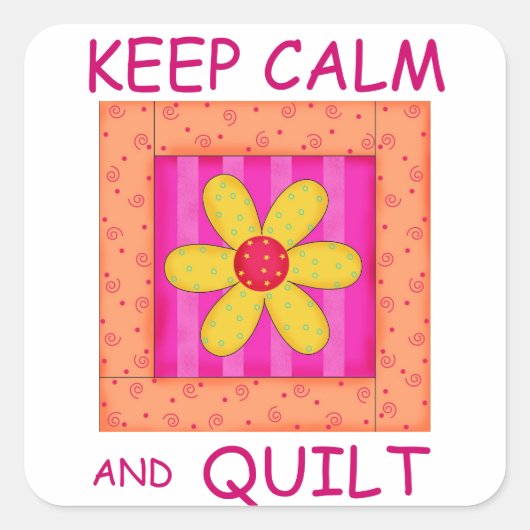 Blume-Block für Ruhe und Quilt-Anwendung behalten Quadratischer Aufkleber (Vorderseite)