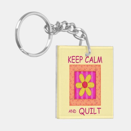 Blume-Block für Ruhe und Quilt-Anwendung behalten Schlüsselanhänger (Vorderseite links)