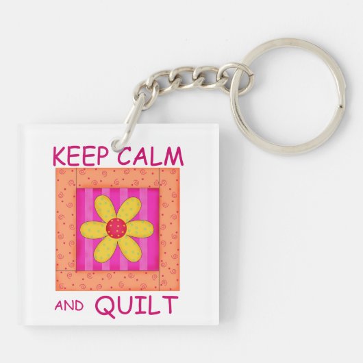 Blume-Block für Ruhe und Quilt-Anwendung behalten Schlüsselanhänger (Rückseite)