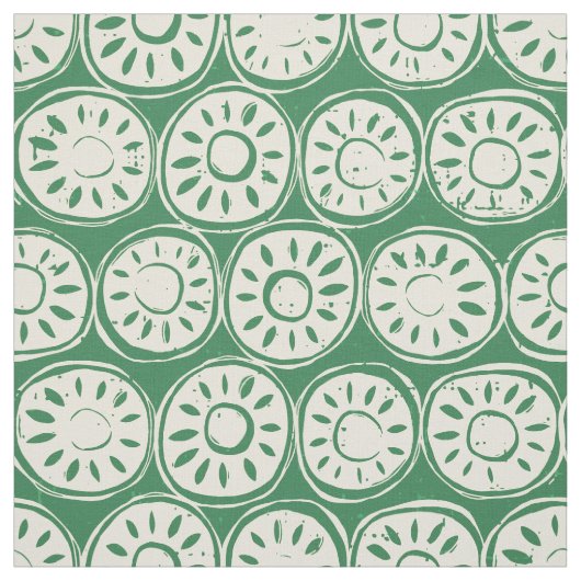 Blume blockiert Elfenbeingrün Stoff (Muster)