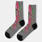 Blume Bloom Boho Couple Wasserfarbe Mit Monogramm Socken (Linkes Detail)