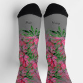 Blume Bloom Boho Couple Wasserfarbe Mit Monogramm Socken (Oben)