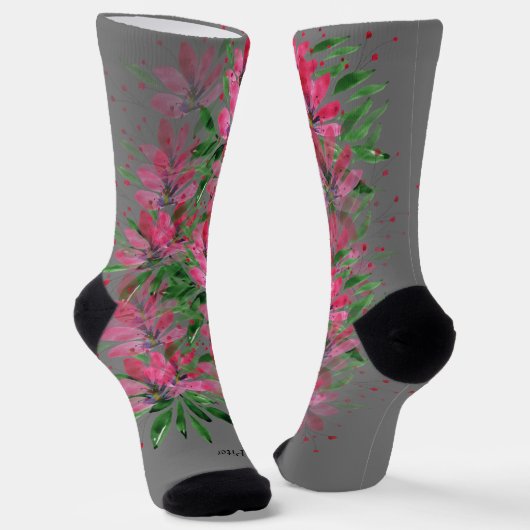 Blume Bloom Boho Couple Wasserfarbe Mit Monogramm Socken (Gewinkelt)