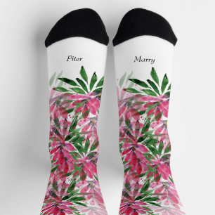 Blume Bloom Boho Wasserfarbe Mit Monogramm Socken