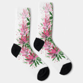 Blume Bloom Boho Wasserfarbe Mit Monogramm Socken (Rechts)