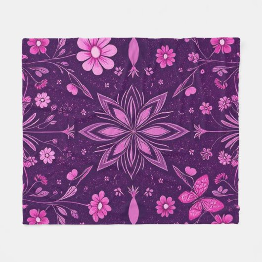 Blume Bloom Fairycore-Muster Fleecedecke (Vorderseite (Horizontal))