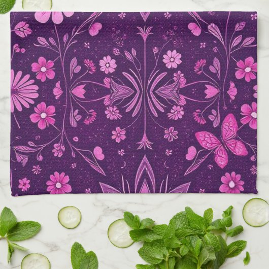 Blume Bloom Fairycore-Muster Geschirrtuch (Gefaltet)