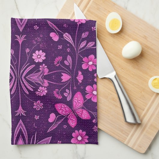 Blume Bloom Fairycore-Muster Geschirrtuch (Viertel Falte)