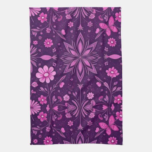 Blume Bloom Fairycore-Muster Geschirrtuch (Vertikal)