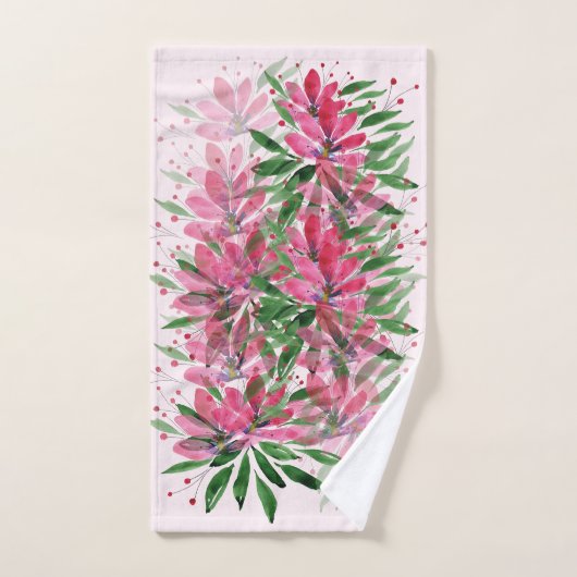 Blume Bloom Original Kunstwerk Aquarell Badhandtuch Set (Handtuch)