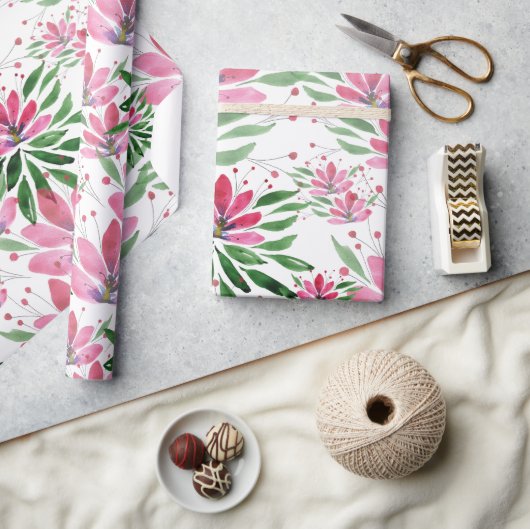 Blume Bloom Original Kunstwerk Aquarell Geschenkpapier (Kunsthandwerk)