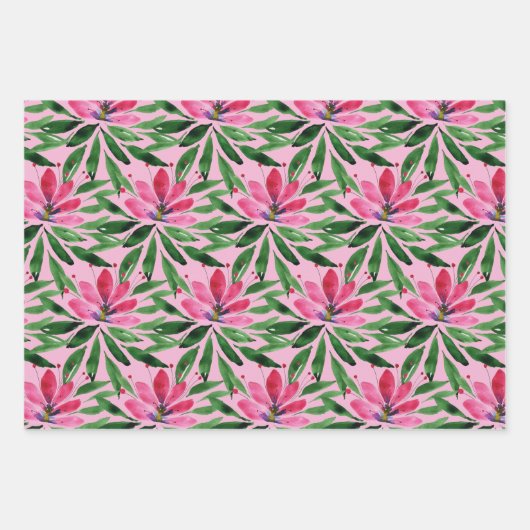 Blume Bloom Original Kunstwerk Aquarell Geschenkpapier Set (Vorderseite 3)