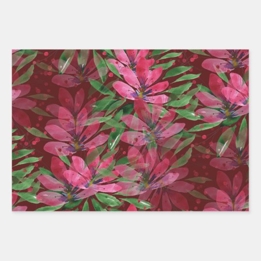 Blume Bloom Original Kunstwerk Aquarell Geschenkpapier Set (Vorderseite)