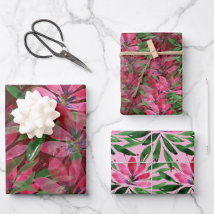 Blume Bloom Original Kunstwerk Aquarell Geschenkpapier Set