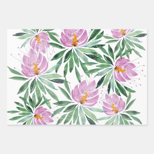 Blume Bloom Violet Originale Kunstwerke Geschenkpapier Set (Vorderseite 3)