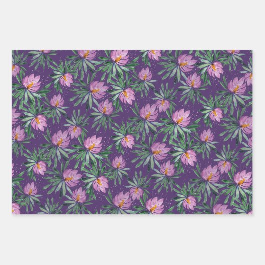 Blume Bloom Violet Originale Kunstwerke Geschenkpapier Set (Vorderseite 2)