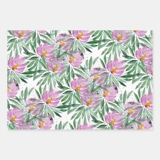 Blume Bloom Violet Originale Kunstwerke Geschenkpapier Set (Vorderseite)