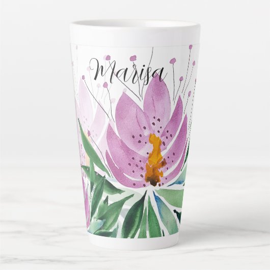Blume Bloom Violet Originale Kunstwerke Milchtasse (Vorderseite)