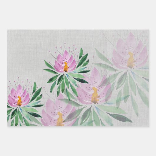 Blume Bloom Violet Wasserfarbe Mit Monogramm Geschenkpapier Set (Vorderseite 2)