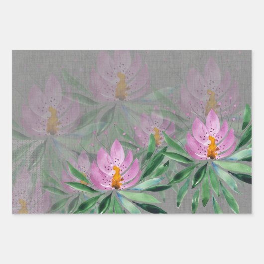 Blume Bloom Violet Wasserfarbe Mit Monogramm Geschenkpapier Set (Vorderseite)