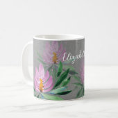 Blume Bloom Violet Wasserfarbe Mit Monogramm Kaffeetasse (Vorderseite Links)