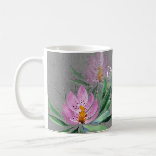 Blume Bloom Violet Wasserfarbe Mit Monogramm Kaffeetasse (Links)