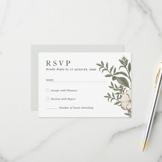 Blume Bloral Wedding RSVP Cards Karte (Vorderseite/Rückseite Beispiel)