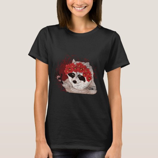 Blume Blossom Forest Animal Trash Panda Floral Ra T-Shirt (Vorderseite)