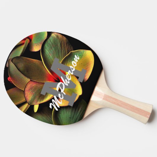 Blume Blossom Monogramm und Name Tischtennis Schläger (Seitenansicht)