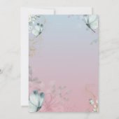 Blume Blue Butterflies Ombre Geburtstag Einladung (Rückseite)