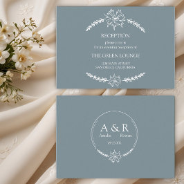 Blume Blue Gray Hochzeitempfang Begleitkarte