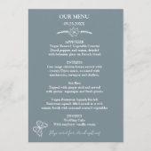 Blume Blue Gray Wedding Menükarte (Vorderseite)