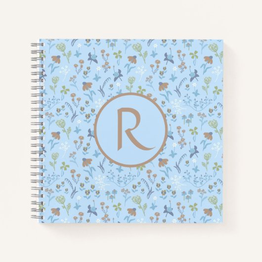 Blume Blue Monogram Journal Notizblock (Vorderseite)