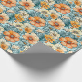 Blume Blue Orange Geschenkpapier (Ecke)