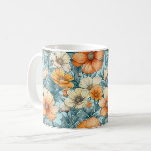 Blume Blue Orange Kaffeetasse (Vorderseite Links)