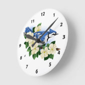 Blume Bluejay und Dogwood Runde Wanduhr (Winkel)
