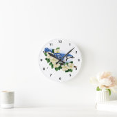 Blume Bluejay und Dogwood Runde Wanduhr (Zuhause)