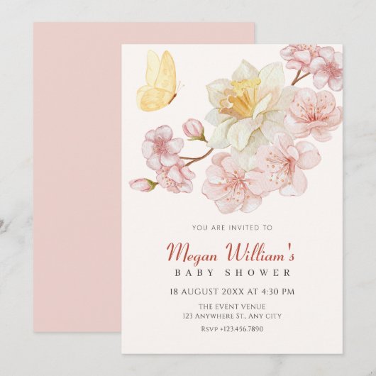 Blume blühen Babydusche Einladung (Vorne/Hinten)